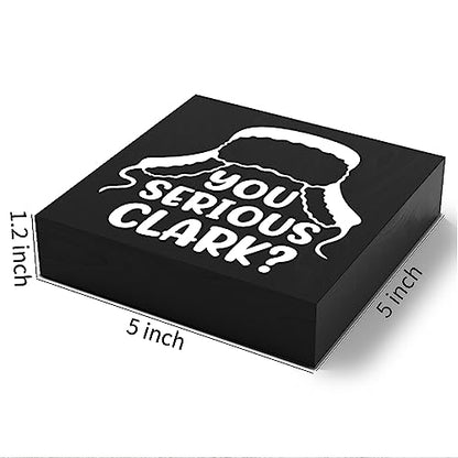 Funny Christmas Wooden Box Sign Plaque You Serious Clark Black Wood Box Sign Rustic Art Home Shelf Desk Decor 5 x 5 x 1 Inches - color: Merry Christmas28