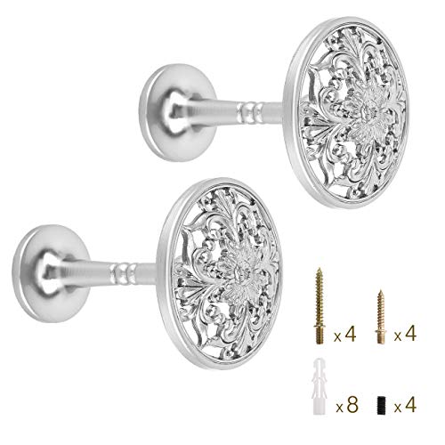 Lewondr Curtain Holdbacks, Set of 2, Silver - color: Silver