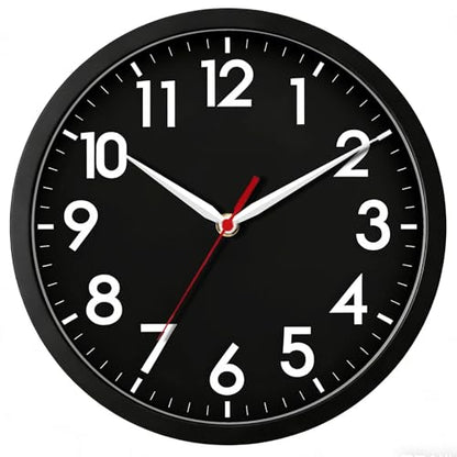 AKCISOT 8 Inch Wall Clock, Silent Battery Operated Analog Clock, Black - color: J_black-black, size: 8 Inch