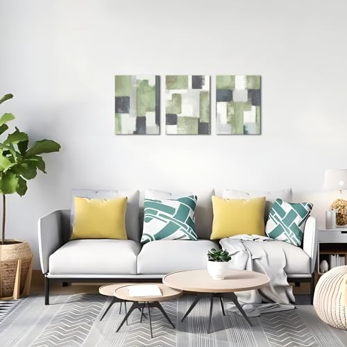 LoveHouse Green and Gray Wall Art Abstract Paintings Decor