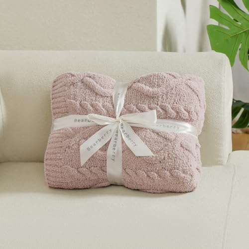 Premium Minky Throw Blanket, Soft Plush Lightweight Cozy Touch - color: Cable Knit Beige, size: Throw(50″x60″)