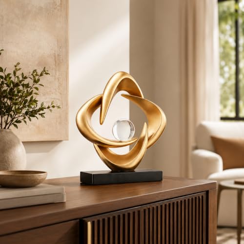 Abstract Art Sculptures Living Room Office Book Shelf Decor - color: Gold