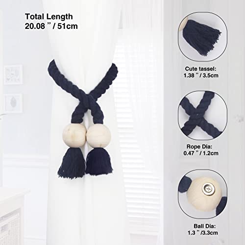 Magnetic Curtain Tiebacks Decorative Tie Back Drapes Holdbacks Nieffeiy - color: Navy