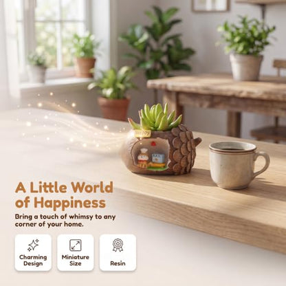 Cloud-Shaped Small Succulent Planters, 3.4''Dog Cute Plant Pots with Drainage Holes Funny Mini Resin Flower Pots for Indoor Outdoor Home Office Gifts (Pinecone) - style: Pinecone