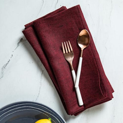 Solino Home 100% 순수 리넨 디너 냅킨 레드, 아테나 50.8 x 50.8cm(20 x 20인치), 4개 세트 - color: 25: 레드 가넷, size: 20" x 20" (Set of 4)