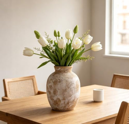 Ceramic Terracotta Vase, 8in Waterproof Rustic Vases, Clay Vases - color: 1-terracotta/8“