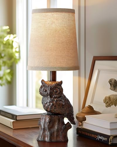 Small Table Lamp for Bedroom, 14.25" Farmhouse Resin Brown Nightstand Lamp - color: ‏‏‎ ‎‏‏‎ ‎Brown