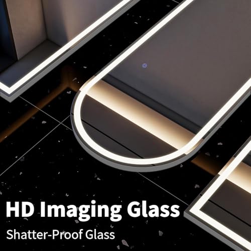 VooBang 64"x21" LED Arched Mirror Full Length with Dimmable Lights - color: White, size: 64"L x 21"W