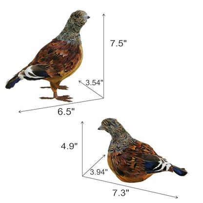 naturevibe 7.5 Inches Feathered Quail Set of 2 Fall Decorations - style: Quail Decor-Set of 2