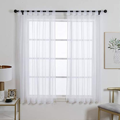 1 Panel Tab Top Sheer Drapery - Girls Room Sheer Voile Curtains - White 57(H) x 55(W) in - color: White, size: 55"W x 57"L (Pack of 1)