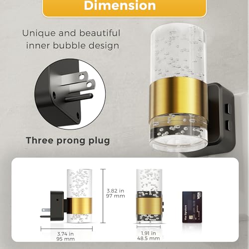 L LOHAS LED Night Lights Plug into Wall, Dusk-to-Dawn Sensor Night Light - color: Gold Ring-3CCT, size: 2 Pack