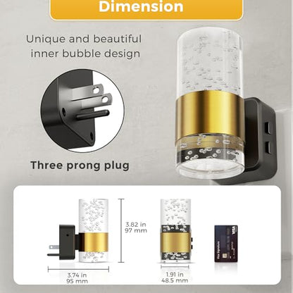 L LOHAS LED Night Lights Plug into Wall, Dusk-to-Dawn Sensor Night Light - color: Gold Ring-3CCT, size: 2 Pack