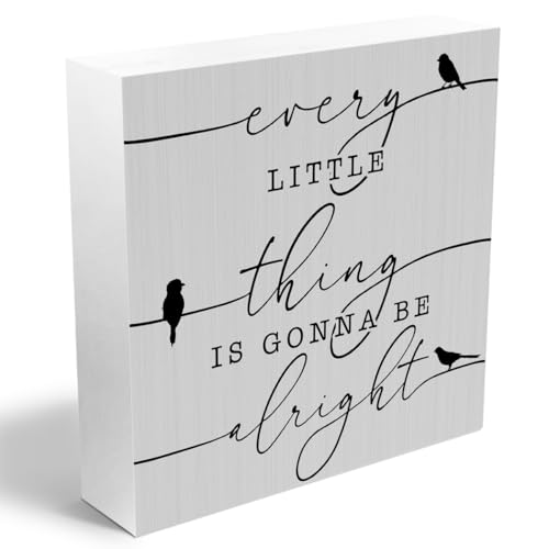 Inspirational Positive Affirmations Wooden Box Sign, Spring Bird Desk Decor - color: white 0348