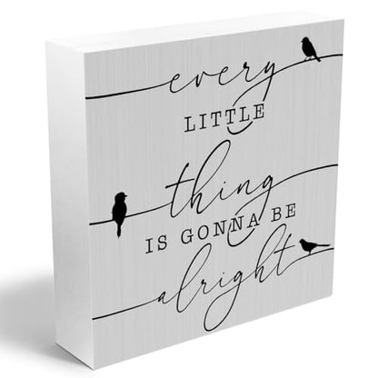Inspirational Positive Affirmations Wooden Box Sign, Spring Bird Desk Decor - color: white 0348