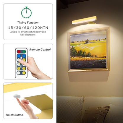 EUIOKUN Wireless Picture Light with Remote,Battery Operated Wall Sconces - size: 6Pack Gold