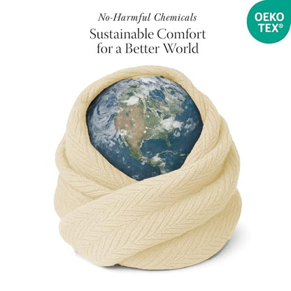 Threadmill Vanilla Cream 100% Combed Cotton King Size Blanket, All-Season Soft Breathable Light Weight Herringbone Throw - color: Vanilla Cream, size: King (106" x 92")