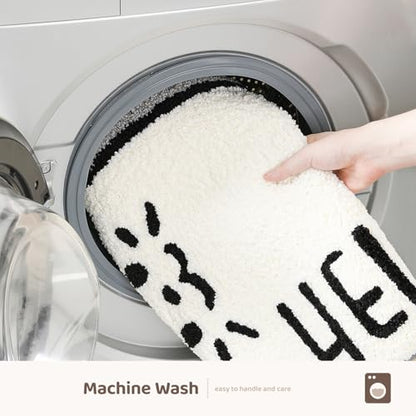 Molesun Cat Bath Mat 20x31, Soft Absorbent Microfiber Bath Rugs - color: Hello, size: 20" x 31"