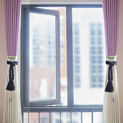 2 Pack Curtain tiebacks Rope, Outdoor Curtain Tiebacks, Natural Cotton Curtain Ties, Village Rural Rustic Farmhouse Curtain Holdbacks Curtain tie Backs Holders for Heavy Duty Drapes, Black - color: Black Rope-l 2 Pack