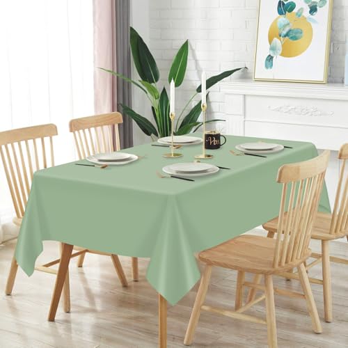 Mulbozy 2 Pcs Sage Green Plastic Tablecloth,Sage Green Table Cloth - color: Green, size: 54" X 108" Rectangle