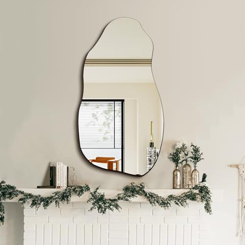 TRAHOME 32'' x 18'' Irregular Asymmetrical Wall Mirror - size: 32"L x 18"W