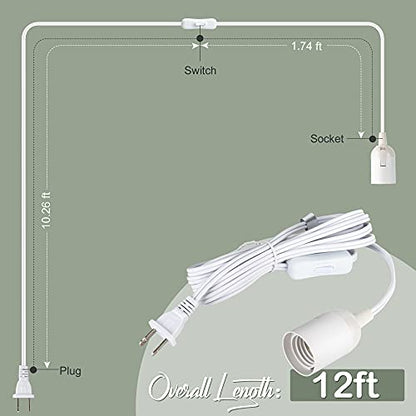 JACKYLED Extension Hanging Lantern Cord Cable UL 12Ft 1 Pack - style: 1pack(switch near the bulb)