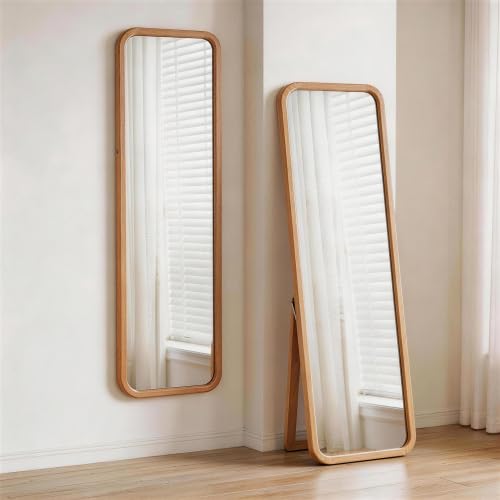 Anwick Full Length Floor Mirror Wood Frame Standing Mirror Natural 63 in - color: Natural