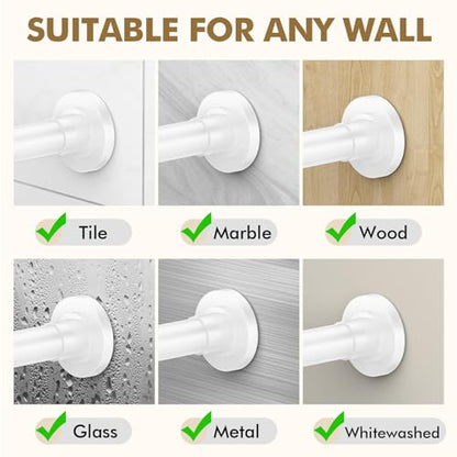 GXOACKJ White Shower Curtain Rods - 31-80 Inch Spring Tension Shower Rods for Bathroom, Adjustable, No Drilling, No Rust, Stainless Steel - color: White, size: 31-80 inches