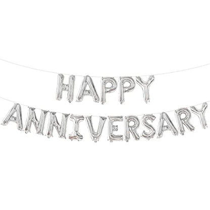 KatchOn Silver Happy Anniversary Balloons 16 Inch, Anniversary Decorations - style: Silver