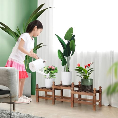 3 Tier Plant Stand Indoor,Wood Low Plant Bench for Multiple Plants