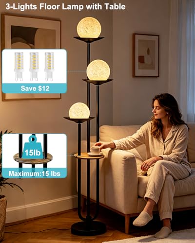 Lightdot Globe Black Floor Lamp Modern Dimmable Floor Lamps for LivingRoom - color: 3 Grey Globe-Black