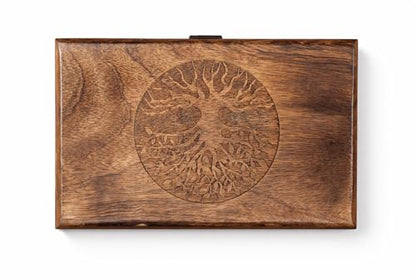 Handmade Mango Wood Keepsake Box with Engraved Tree of Life – Wooden Jewelry Box, Trinket Box, Flame Worked Finish, Unique Gift for Women & Men