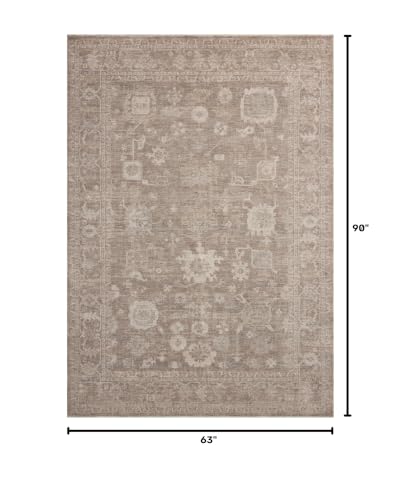Loloi Chris Loves Julia Louisa Taupe/Ivory 5'-3" x 7'-6" Area Rug - color: Taupe / Ivory, size: 5'3" x 7'6" (Rectangular)