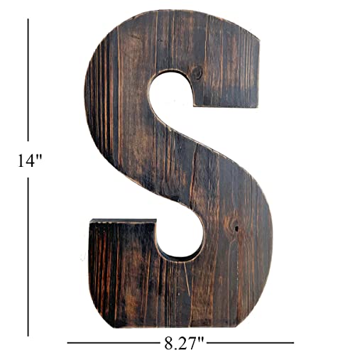 ABELOTS Big Letter Wall Art for Living Room, Bathroom, Bedroom, and Home Decor, Rustic Farmhouse Lettering for Family Last Names, Large Decorative Wood, 14” x 10” (Big S) - color: Big S