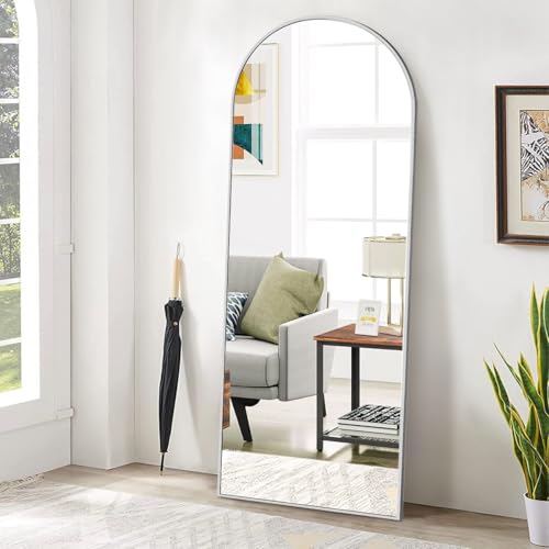 BEAUTYPEAK 65" x 24" Arch Floor Length Mirror with Stand, Silver - color: Silver, size: 65"L x 24"W