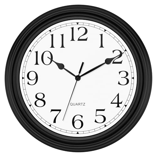 Foxtop 14 Inch Retro Wall Clock Round Silent Battery Operated Black Clock - color: Black Classic Vintage, size: 14 Inch