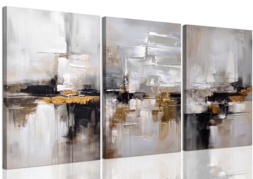 Neutral Abstract Landscape Textured Modern Wall Art for Living Room - color: abstract, size: 16L"x12W"