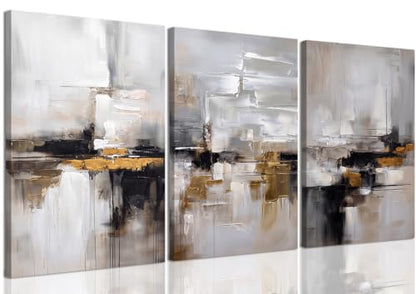 Neutral Abstract Landscape Textured Modern Wall Art for Living Room - color: abstract, size: 16L"x12W"
