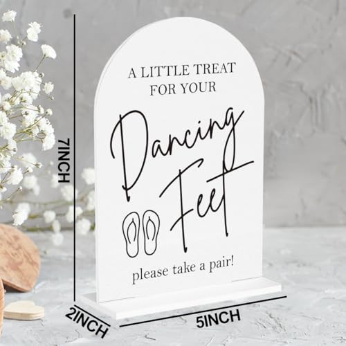Dancing Feet Sign, Wedding Flip Flops Sign, Wedding Engagement Bridal Shower Reception Party Table Desk Acrylic Decor 8 - color: Dancing Feet