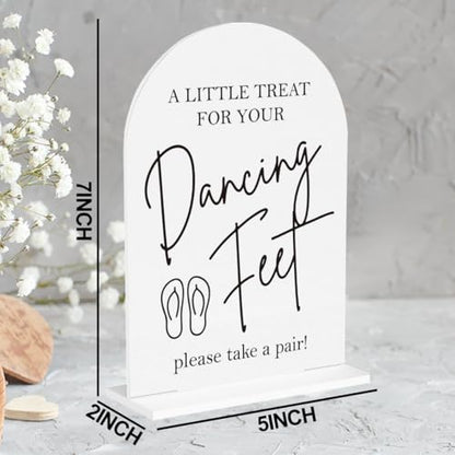 Dancing Feet Sign, Wedding Flip Flops Sign, Wedding Engagement Bridal Shower Reception Party Table Desk Acrylic Decor 8 - color: Dancing Feet