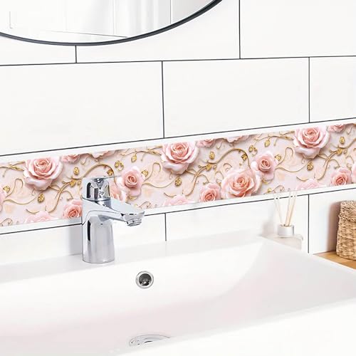 IVN Wallpaper Border Peel and Stick Wall Romantic Pink Rose 4x196 Inch - color: Romantic Pink Rose