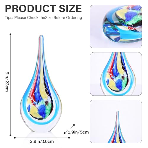 Hand Blown Glass Sculpture, Unique Mediterranean Style Decor, Glass Figurine with Crystal-Like Finish, Decorative Paperweights for Office Desk, Living Room, Bedroom, Cabinets (Color) - color: Color