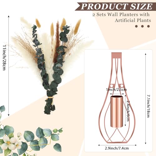 Otoolling Boho Wall Decor Set of 2, Rose Gold, Pampas,Eucalyptus - color: Rose Gold, style: Pampas,Eucalyptus