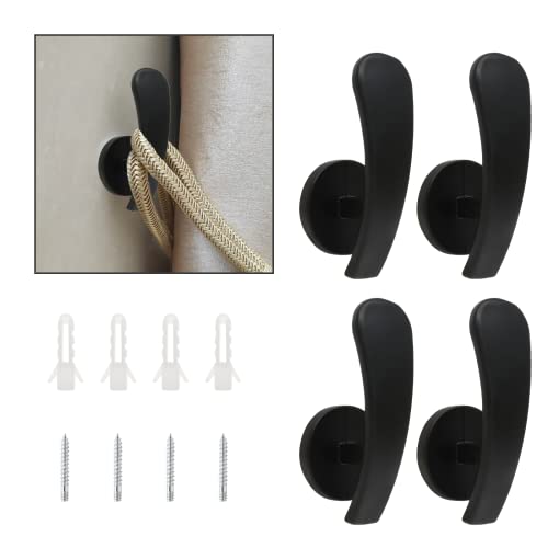 Curtain Tieback Hooks, Black, 4 Pack - color: Black, size: 4 Pcs