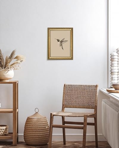AIMAILON Framed Rural Hummingbird Pattern, Classic Animal Art Style 12x16 - color: Lonly Hummingbird, size: 16"L x 12"W