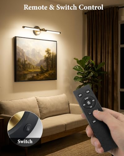 URSOLA 22" Picture Lights for Wall Battery Operated, Metal LED Art Light with Remote, 3CCT Dimmable Wireless Art Lighting for Paintings, Gallery Light, Over Picture Frame Light, Photo Lights for Wall.
