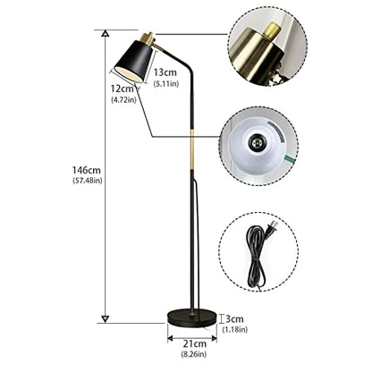 LALISU Floor Lamp Industrial Floor Lamps Reading Farmhouse Standing Lamp - color: Black