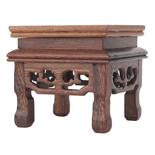 Yosoo Health Gear Wood Display Stand Base Small Tabletop Teapot Display Stand, Wood Carved Pedestal Oriental Home Decoration for Vase Flower Pots Teapot Fishbowl Table Lamp