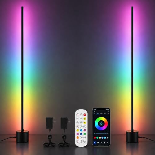RGB Corner Floor Lamp for Gaming Room, APP Control - color: 2_Pack