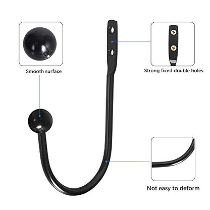 Curtain Holdback, 2 Pcs Wall Mounted Drapery Tiebacks with Screws, Heavy Duty Metal Decorative Window Drapery Holder Curtain Hook, Black - color: 2 Pcs, Black
