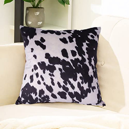Black White Velvet Throw Pillow Covers 20x20 Animal Cow Print Pillows - color: Black, size: 20" x 20" (Pack of 2)